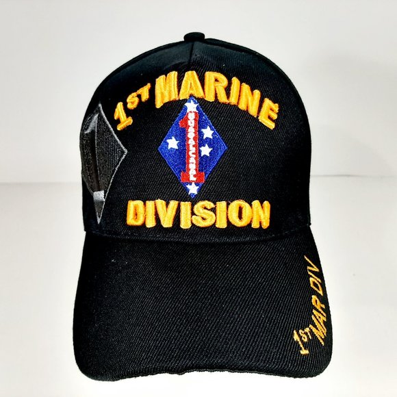 1st Marine Division Men's Ball Cap Hat Black Embro - Picture 1 of 5